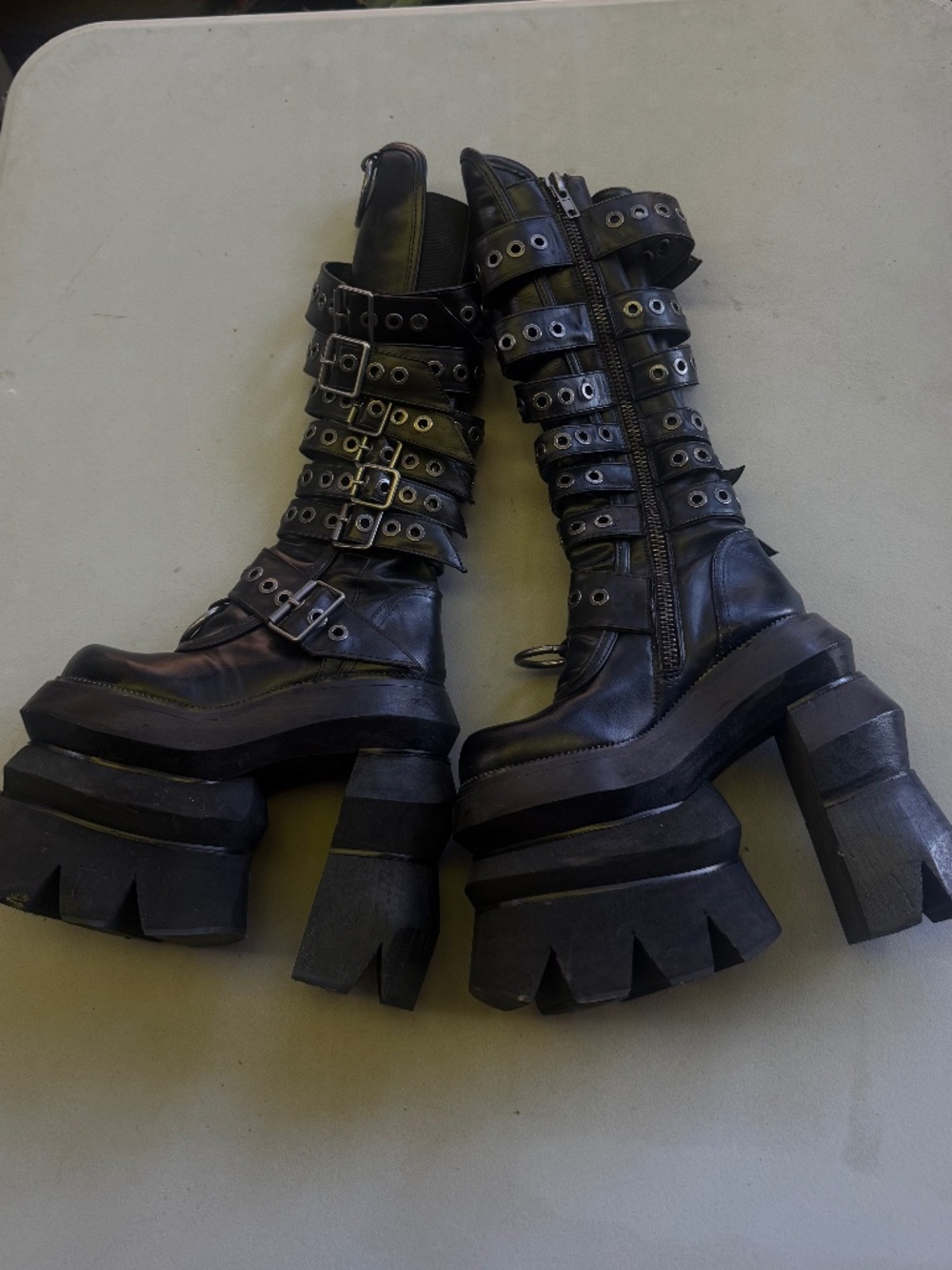 Dolls Kill Black Platform Buckle Boots | Goth Punk | Size US 5